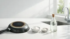 Eingebrannte Pfanne reinigen: der Natron-Essig-Trick für einen sauberen Pfannenboden